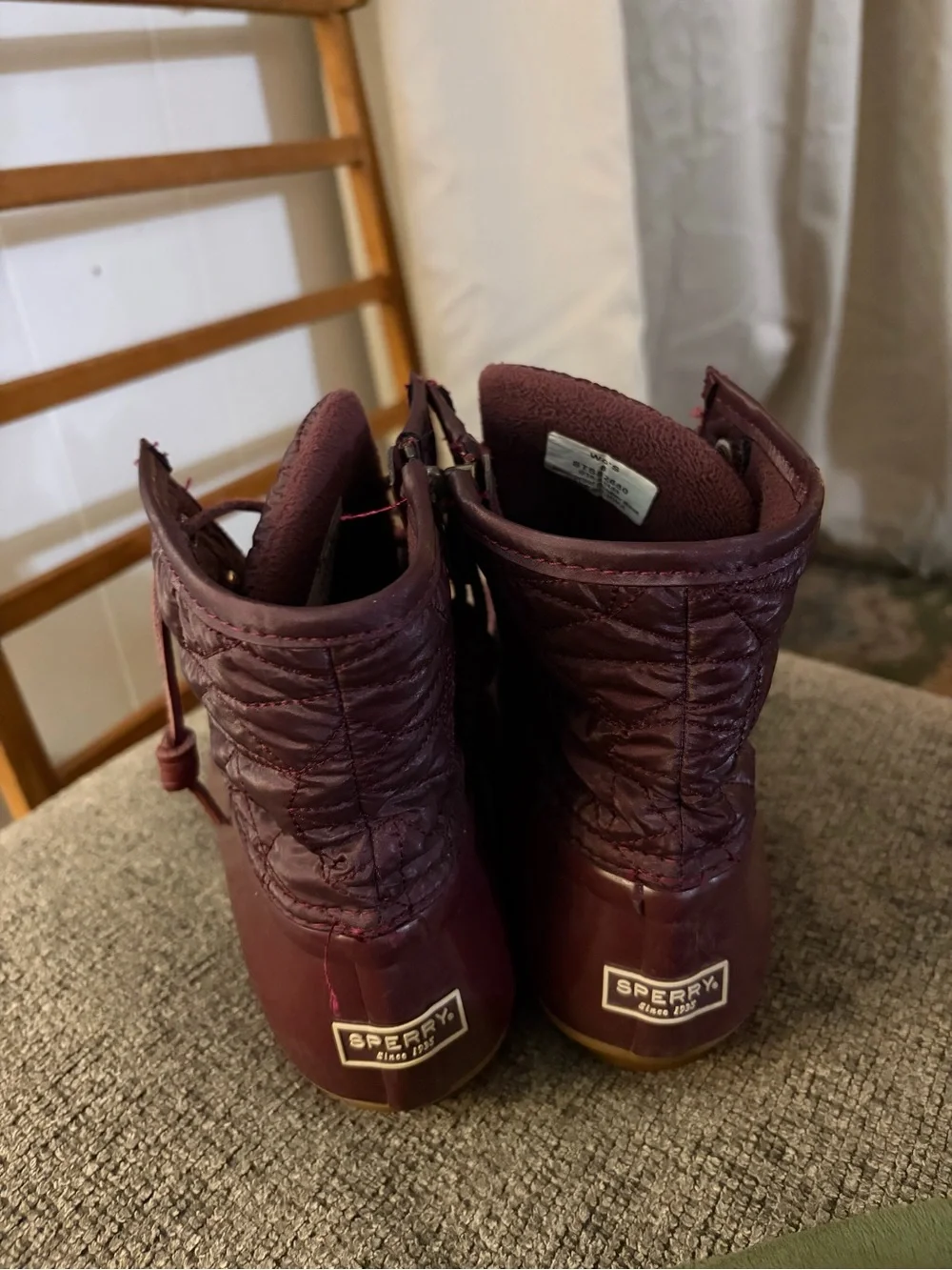 Sperry Women's Quilted Lace-Up Duck Boots in Burgundy